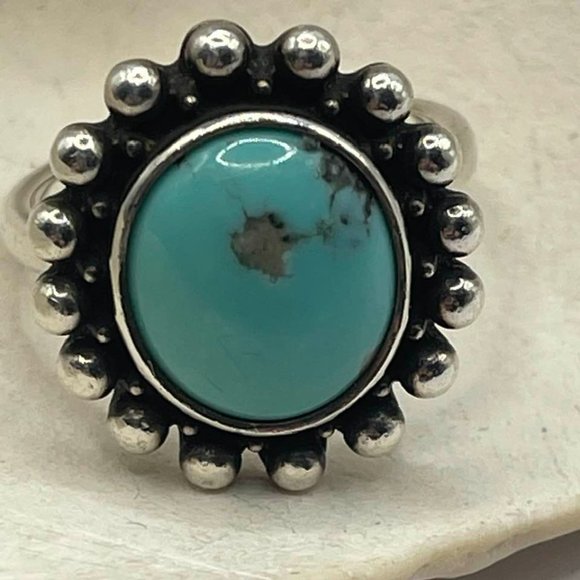 James Avery Retired Design Large Oval Turquoise Santorini Silver Ring - Picture 15 of 16